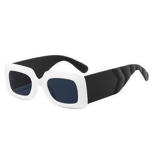 SO&EI Square Sunglasses Women Clear Colorful Eyewear Shades UV400 Men Trending Retro Wide Legs Sun Glasses