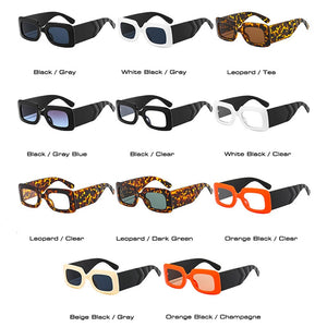 SO&EI Square Sunglasses Women Clear Colorful Eyewear Shades UV400 Men Trending Retro Wide Legs Sun Glasses
