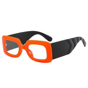 SO&EI Square Sunglasses Women Clear Colorful Eyewear Shades UV400 Men Trending Retro Wide Legs Sun Glasses