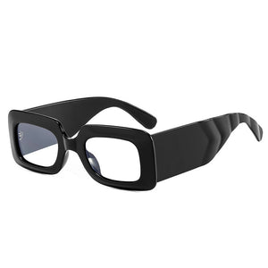 SO&EI Square Sunglasses Women Clear Colorful Eyewear Shades UV400 Men Trending Retro Wide Legs Sun Glasses