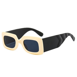 SO&EI Square Sunglasses Women Clear Colorful Eyewear Shades UV400 Men Trending Retro Wide Legs Sun Glasses