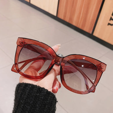 SO&EI Square Sunglasses Women Vintage Brand Designer Shades UV400 Men Cat Eye Orange Tea Sun Glasses