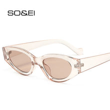 Load image into Gallery viewer, SO&amp;EI Ins Popular Cat Eye Woman Sunglasses Vintage Oval Jelly Orange Tea Eyewear Shades UV400 Men Champagne Sun Glasses