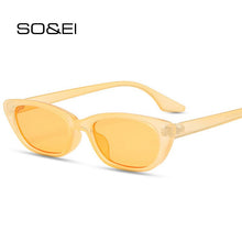 Load image into Gallery viewer, SO&amp;EI Ins Popular Small Cat Eye Sunglasses Women Vintage Leopard Champagne Eyewear Trending Men Shades UV400 Sun Glasses