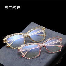Carica l&#39;immagine nel visualizzatore di Gallery, SO&amp;EI Ins Popular  Ultralight Cat Eye Multi-cut Crystal Women Glasses Frame Clear Lens Retro Men Optical Eyewear Frames