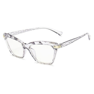 SO&EI Ins Popular  Ultralight Cat Eye Multi-cut Crystal Women Glasses Frame Clear Lens Retro Men Optical Eyewear Frames