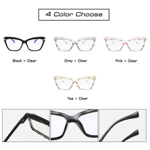 SO&EI Ins Popular  Ultralight Cat Eye Multi-cut Crystal Women Glasses Frame Clear Lens Retro Men Optical Eyewear Frames