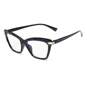 SO&EI Ins Popular  Ultralight Cat Eye Multi-cut Crystal Women Glasses Frame Clear Lens Retro Men Optical Eyewear Frames