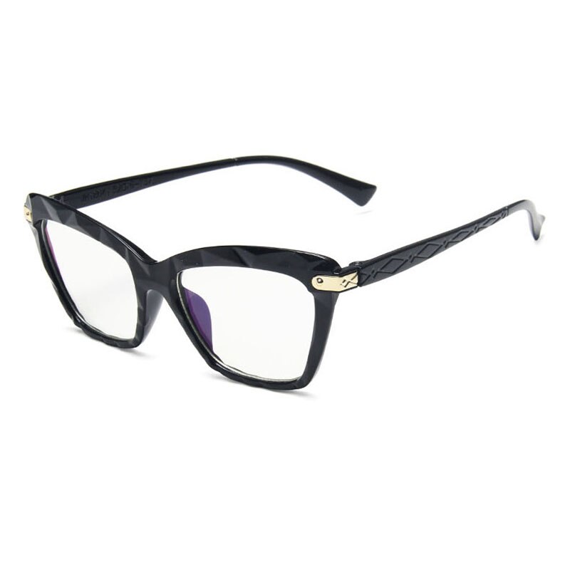 SO&EI Ins Popular  Ultralight Cat Eye Multi-cut Crystal Women Glasses Frame Clear Lens Retro Men Optical Eyewear Frames