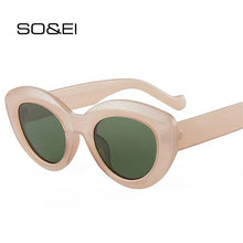 Load image into Gallery viewer, SO&amp;EI Ins Popular Woman Cat Eye Sunglasses Vintage Jelly Tea Pink Eyewear Shades UV400 Men Trending Oval Sun Glasses