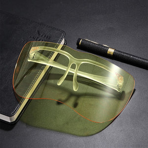 SO&EI Oversized One Piece Rimless Goggle Men Sports Driving Windproof Sunglasses Clear Ocean Lens Women Big Shades Mask