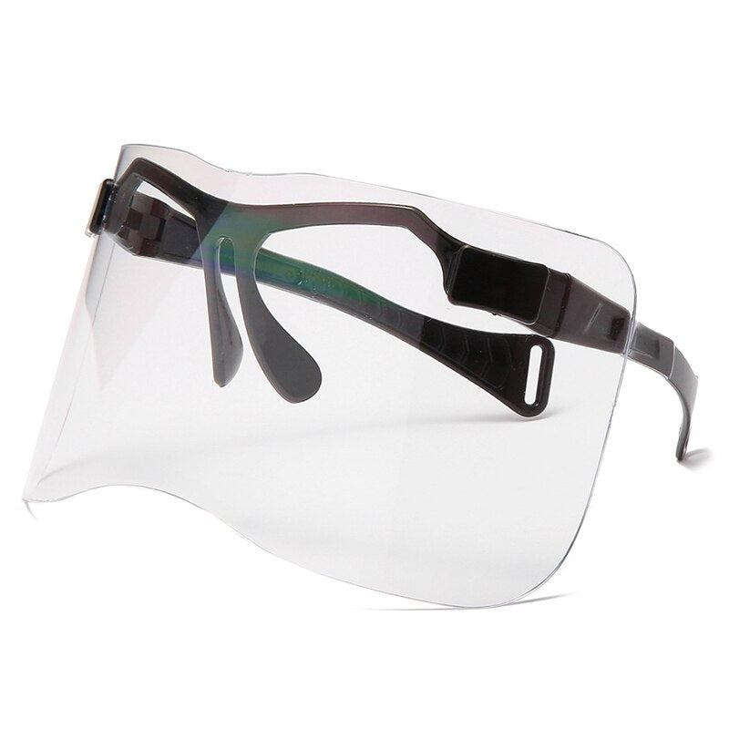 SO&EI Oversized One Piece Rimless Goggle Men Sports Driving Windproof Sunglasses Clear Ocean Lens Women Big Shades Mask