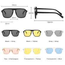 Load image into Gallery viewer, Oversized Square Sunglasses Women Retro Nail Decoration Blue Yellow Clear Lens Men Fashion Outdoor Driving Sun Glasses