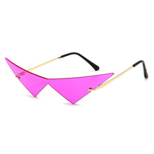 Load image into Gallery viewer, SO&amp;EI Oversized Triangle One Piece Women Sunglasses Vintage Rimless Clear Ocean Lens Eyewear Men Cat Eye Sun Glasses