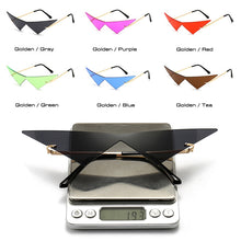 Load image into Gallery viewer, SO&amp;EI Oversized Triangle One Piece Women Sunglasses Vintage Rimless Clear Ocean Lens Eyewear Men Cat Eye Sun Glasses