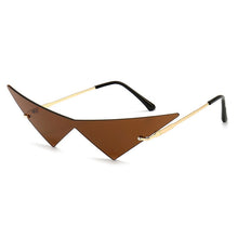 Load image into Gallery viewer, SO&amp;EI Oversized Triangle One Piece Women Sunglasses Vintage Rimless Clear Ocean Lens Eyewear Men Cat Eye Sun Glasses