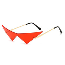 Load image into Gallery viewer, SO&amp;EI Oversized Triangle One Piece Women Sunglasses Vintage Rimless Clear Ocean Lens Eyewear Men Cat Eye Sun Glasses
