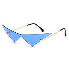 Load image into Gallery viewer, SO&amp;EI Oversized Triangle One Piece Women Sunglasses Vintage Rimless Clear Ocean Lens Eyewear Men Cat Eye Sun Glasses