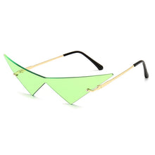 Load image into Gallery viewer, SO&amp;EI Oversized Triangle One Piece Women Sunglasses Vintage Rimless Clear Ocean Lens Eyewear Men Cat Eye Sun Glasses