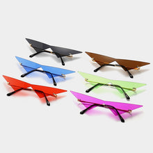Load image into Gallery viewer, SO&amp;EI Oversized Triangle One Piece Women Sunglasses Vintage Rimless Clear Ocean Lens Eyewear Men Cat Eye Sun Glasses