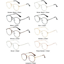 Load image into Gallery viewer, SO&amp;EI Retro Classic Oval Women Metal Glasses Frame Clear Anti-Blu-Ray Eyewear Men Optical Round Frames Computer Goggles