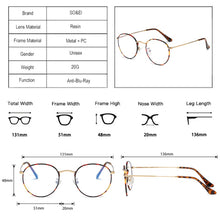 Load image into Gallery viewer, SO&amp;EI Retro Classic Oval Women Metal Glasses Frame Clear Anti-Blu-Ray Eyewear Men Optical Round Frames Computer Goggles