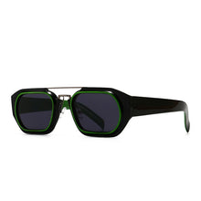Carica l&#39;immagine nel visualizzatore di Gallery, SO&amp;EI Occhiali da sole quadrati poligonali retrò a doppio ponte da donna Designer di marca Leopard Eyewear Shades UV400 Occhiali da sole da uomo 