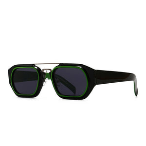 SO&amp;EI Occhiali da sole quadrati poligonali retrò a doppio ponte da donna Designer di marca Leopard Eyewear Shades UV400 Occhiali da sole da uomo 