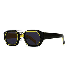 Carica l&#39;immagine nel visualizzatore di Gallery, SO&amp;EI Occhiali da sole quadrati poligonali retrò a doppio ponte da donna Designer di marca Leopard Eyewear Shades UV400 Occhiali da sole da uomo 