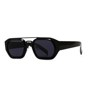 SO&amp;EI Occhiali da sole quadrati poligonali retrò a doppio ponte da donna Designer di marca Leopard Eyewear Shades UV400 Occhiali da sole da uomo 