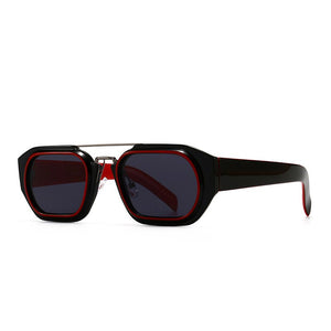 SO&amp;EI Occhiali da sole quadrati poligonali retrò a doppio ponte da donna Designer di marca Leopard Eyewear Shades UV400 Occhiali da sole da uomo 