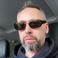Carica l&#39;immagine nel visualizzatore di Gallery, SO&amp;EI Occhiali da sole quadrati poligonali retrò a doppio ponte da donna Designer di marca Leopard Eyewear Shades UV400 Occhiali da sole da uomo 
