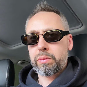 SO&amp;EI Occhiali da sole quadrati poligonali retrò a doppio ponte da donna Designer di marca Leopard Eyewear Shades UV400 Occhiali da sole da uomo 