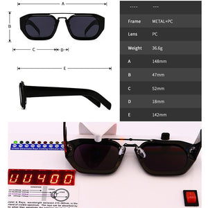 SO&amp;EI Occhiali da sole quadrati poligonali retrò a doppio ponte da donna Designer di marca Leopard Eyewear Shades UV400 Occhiali da sole da uomo 