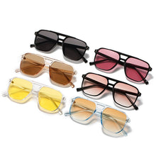 Carica l&#39;immagine nel visualizzatore di Gallery, SO&amp;EI Retro Double Bridges Square Women Sunglasses Brand Designer Blue Orange Gradient Shades UV400 Men Sun Glasses
