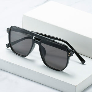 SO&EI Retro Double Bridges Square Women Sunglasses Brand Designer Blue Orange Gradient Shades UV400 Men Sun Glasses