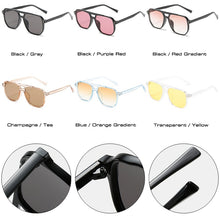 Carica l&#39;immagine nel visualizzatore di Gallery, SO&amp;EI Retro Double Bridges Square Women Sunglasses Brand Designer Blue Orange Gradient Shades UV400 Men Sun Glasses