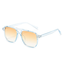 Carica l&#39;immagine nel visualizzatore di Gallery, SO&amp;EI Retro Double Bridges Square Women Sunglasses Brand Designer Blue Orange Gradient Shades UV400 Men Sun Glasses