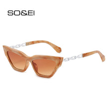 Load image into Gallery viewer, SO&amp;EI Retro Metal Chain Cat Eye Women Sunglasses Jelly Color Eyewear Brand Designer Men Colorful Sun Glasses UV400
