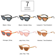 Load image into Gallery viewer, SO&amp;EI Retro Metal Chain Cat Eye Women Sunglasses Jelly Color Eyewear Brand Designer Men Colorful Sun Glasses UV400