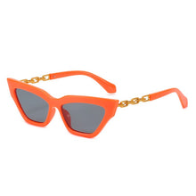 Load image into Gallery viewer, SO&amp;EI Retro Metal Chain Cat Eye Women Sunglasses Jelly Color Eyewear Brand Designer Men Colorful Sun Glasses UV400