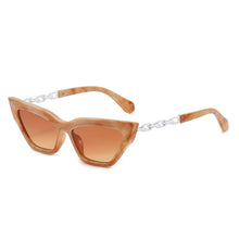 Load image into Gallery viewer, SO&amp;EI Retro Metal Chain Cat Eye Women Sunglasses Jelly Color Eyewear Brand Designer Men Colorful Sun Glasses UV400