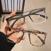 Load image into Gallery viewer, SO&amp;EI Retro Metal Double Bridges Square Women Glasses Frame Clear Anti-Blu-Ray Eyewear Men TR90 Optical Stripes Frame