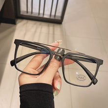 Load image into Gallery viewer, SO&amp;EI Retro Metal Double Bridges Square Women Glasses Frame Clear Anti-Blu-Ray Eyewear Men TR90 Optical Stripes Frame