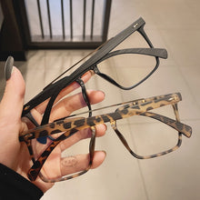 Load image into Gallery viewer, SO&amp;EI Retro Metal Double Bridges Square Women Glasses Frame Clear Anti-Blu-Ray Eyewear Men TR90 Optical Stripes Frame