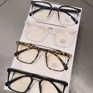 SO&EI Retro Metal Double Bridges Square Women Glasses Frame Clear Anti-Blu-Ray Eyewear Men TR90 Optical Stripes Frame