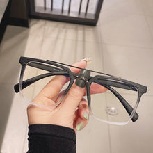 Load image into Gallery viewer, SO&amp;EI Retro Metal Double Bridges Square Women Glasses Frame Clear Anti-Blu-Ray Eyewear Men TR90 Optical Stripes Frame