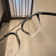 Load image into Gallery viewer, SO&amp;EI Retro Metal Double Bridges Square Women Glasses Frame Clear Anti-Blu-Ray Eyewear Men TR90 Optical Stripes Frame