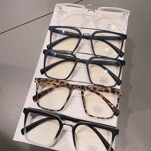 SO&EI Retro Metal Double Bridges Square Women Glasses Frame Clear Anti-Blu-Ray Eyewear Men TR90 Optical Stripes Frame