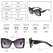 Load image into Gallery viewer, SO&amp;EI Retro Oversized Cat Eye Women Sunglasses Gradient Eyewear Shades UV400 Men Trending Champagne Sun Glasses